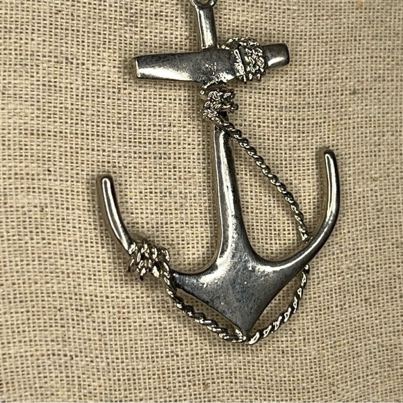 SILVER ANCHOR NECKLACE RETRO NAUTICAL PINUP WOMENS PENDANT - Picture 6 of 8